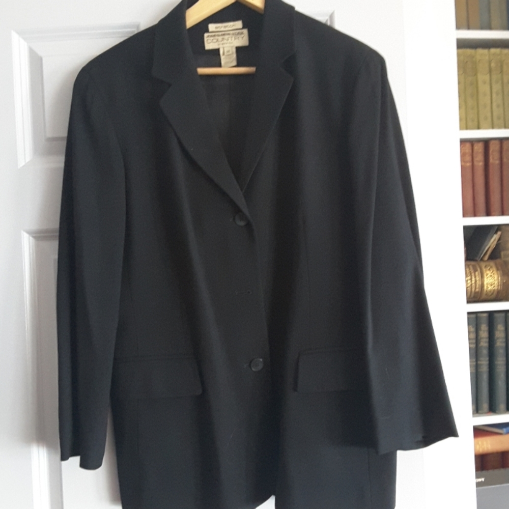 Black wool and latex jacket.  Size 14